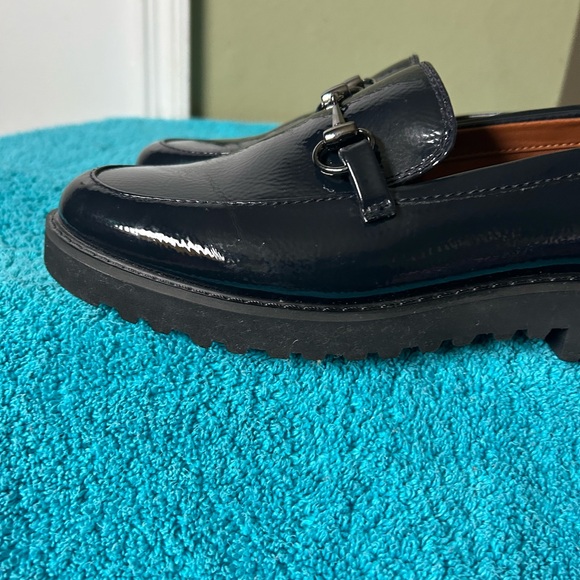 Franco Sarto Dark Blue Loafers with Silver Accent Like New - Picture 5 of 9
